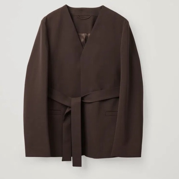 COS wool collarless belted blazer - Picture 2 of 10